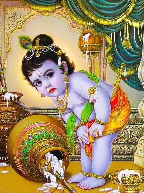 Lovely Kanha Baby Stealing Butter Image