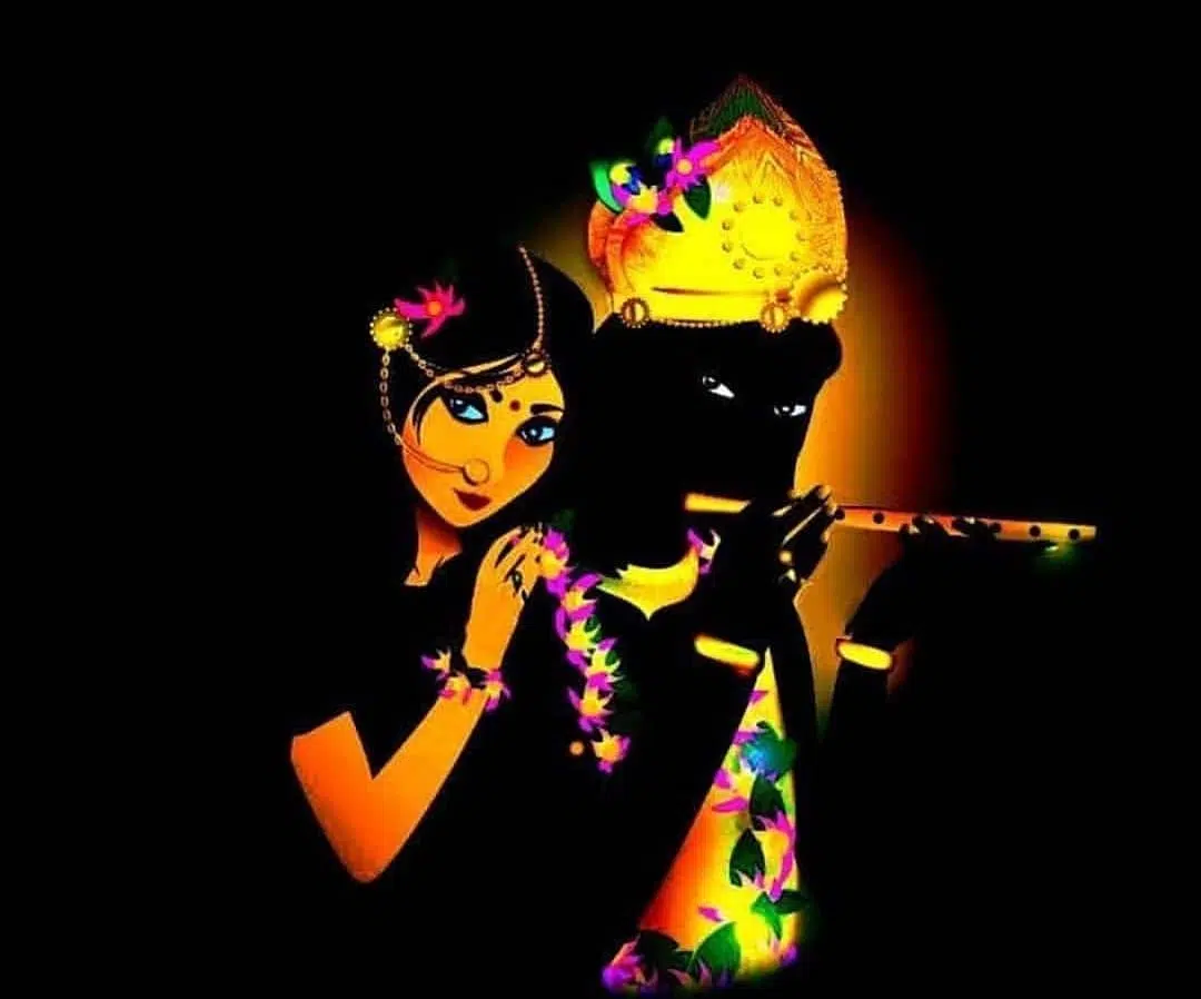 Cute Kanha Avatar Wallpaper With Radha Hd Black