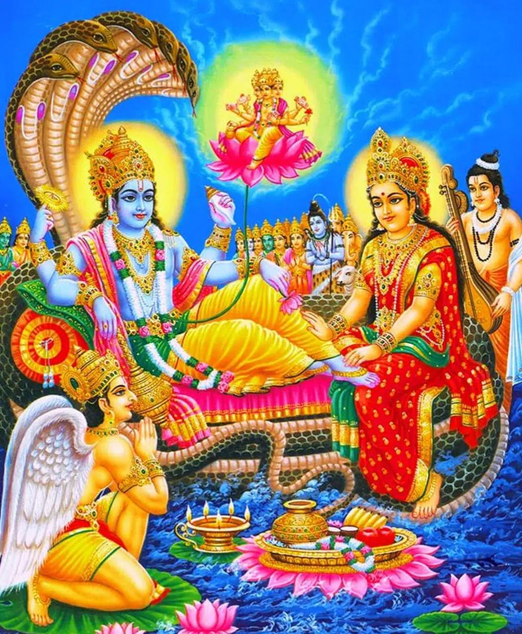 Vishnu God Images with Spouse Goddess Lakshmi