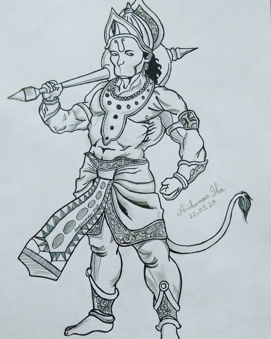 Hanuman Photo God Pencil Sketch