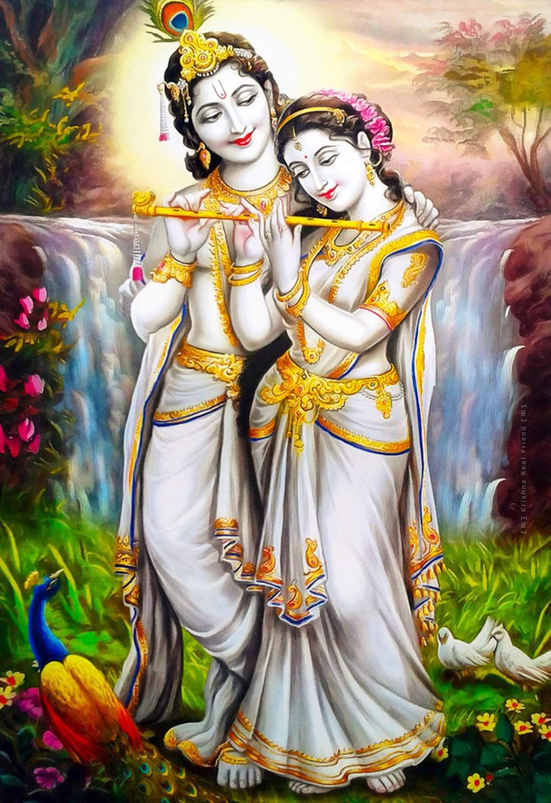 Radha Krishna Perfect Love Couple Wallpaper for Mobile