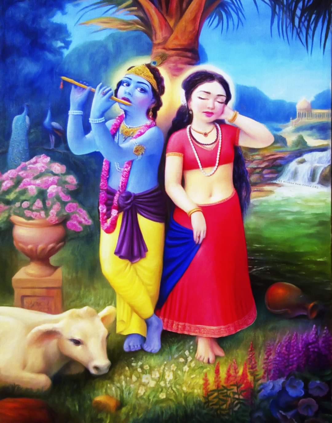 Radha Krishna Painting Image, Radha with Krishna