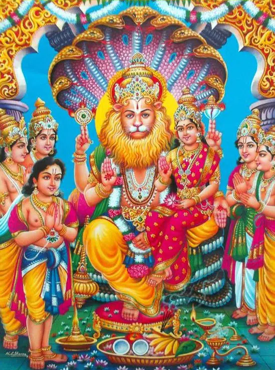 Bhagwan Narsingh Lord with Prahlad Image