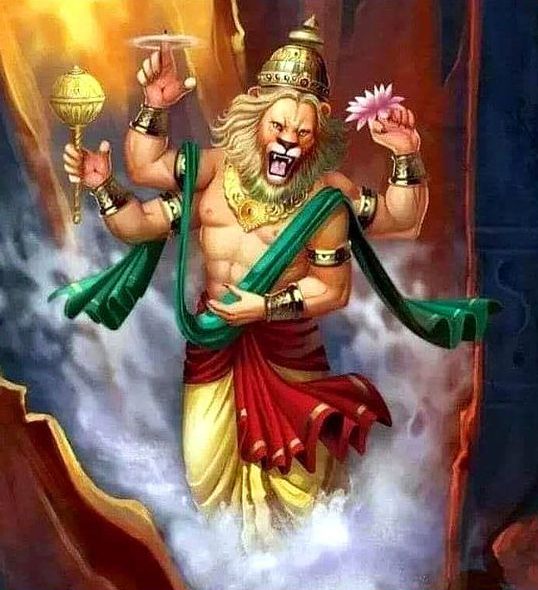 Lord Nrsimhadeva Narsingh Bhagwan HD Photo in Angry Look