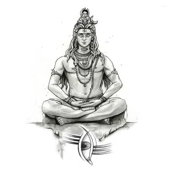 Shiva Aghori Meditation Pencil Sketch Image