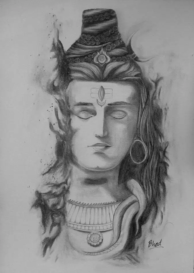 Pencil Sketch of Shiva Mahadev Download