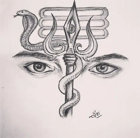 Mahakal Third Eye Pencil Sketch Background