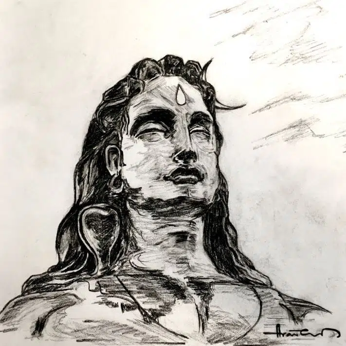 Mahakal Meditation Sketch Image from Pencil