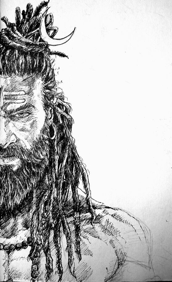 Mahakal Angry Look Pencil Sketch Photos