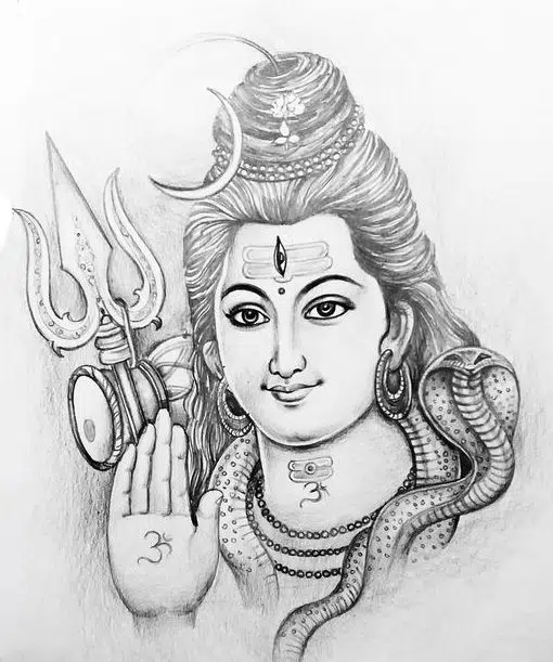 Bhagwan Shiv Mahakal God Pencil Sketch Image