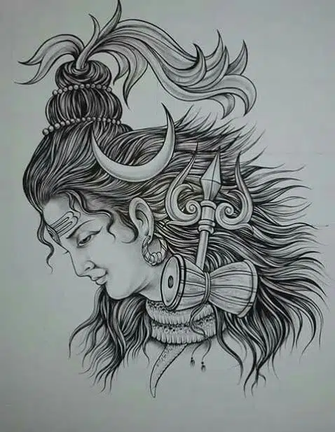 Prabhu Shiva Mahakal Jata Pencil Sketch