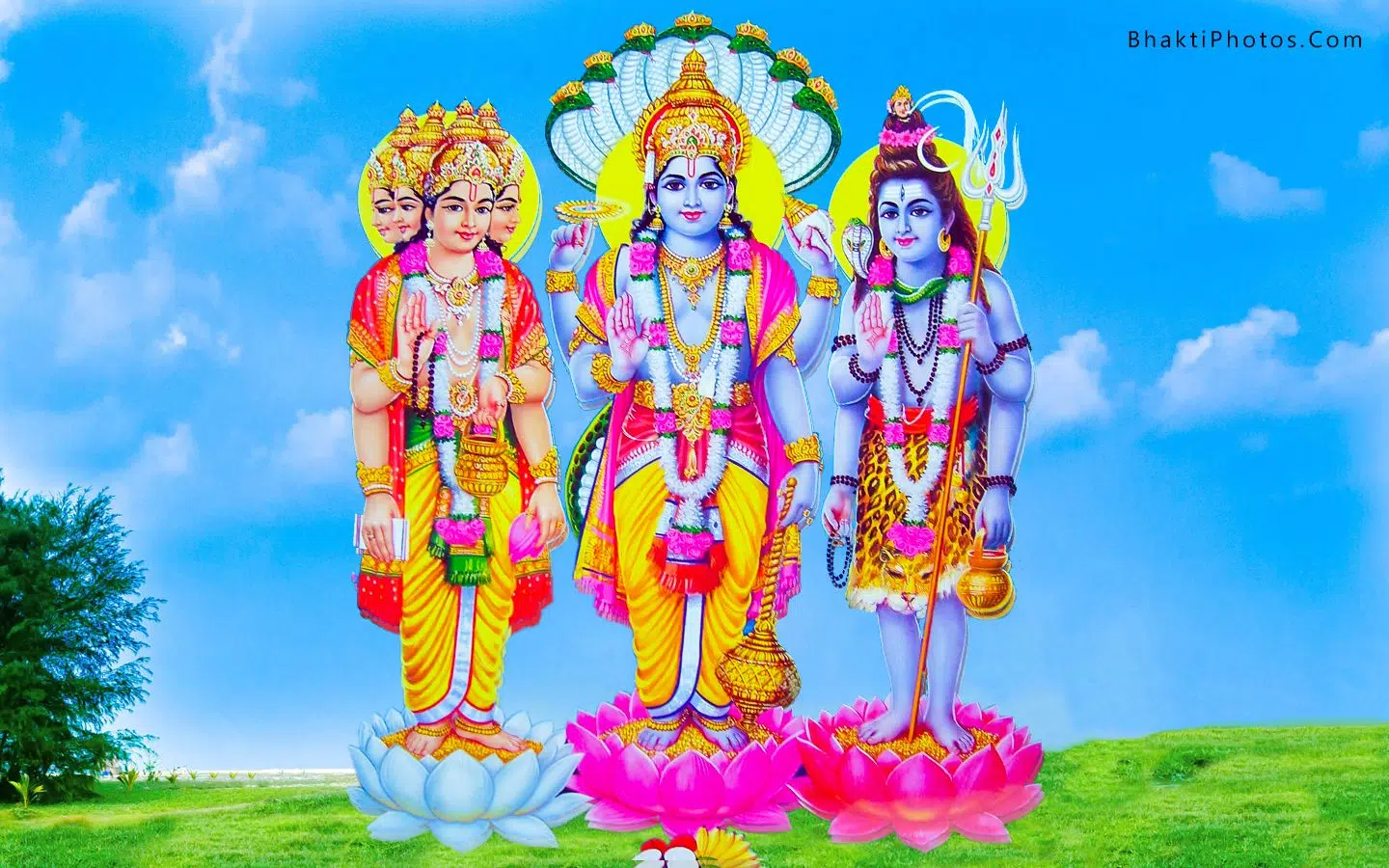 Lord Brahma Vishnu Mahesh Hindu God Tridev Image HD Wallpaper Download