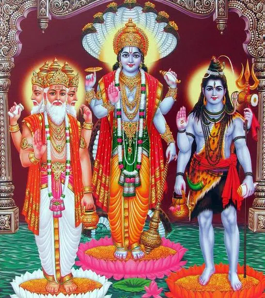 Brahma, Vishnu and Mahesh, creator Brahma, preserver Vishnu, destroyer Mahesh, Trimurti, Supreme God, Hinduism, religion gods HD wallpaper