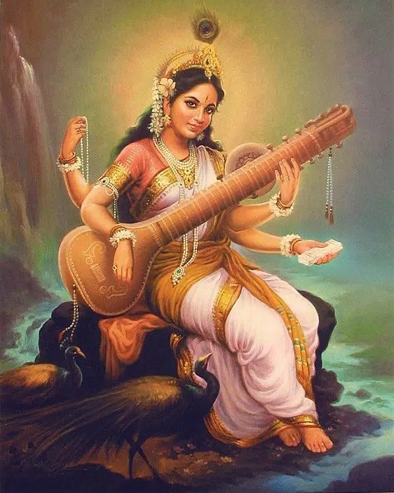 Education Goddess Saraswati Mata HD Wallpaper