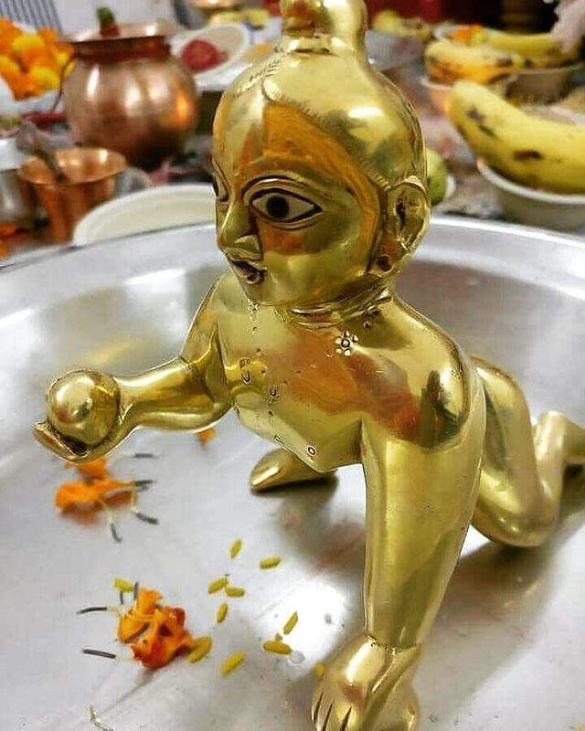 Golden Laddu Gopal Puja Images