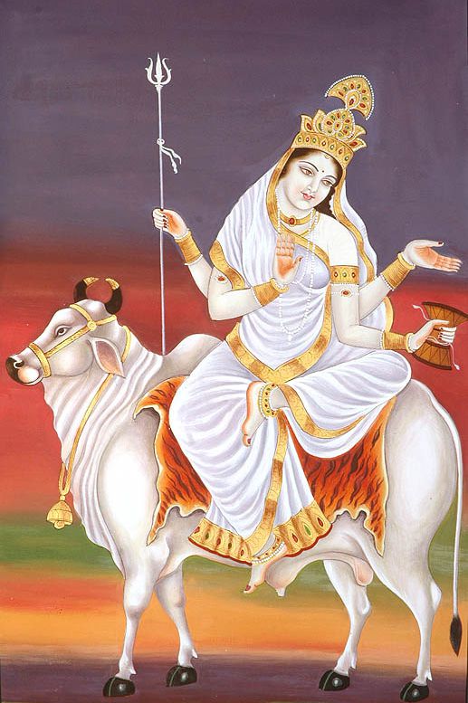 Wallpaper of Shailputri First Avatar of Maa Durga